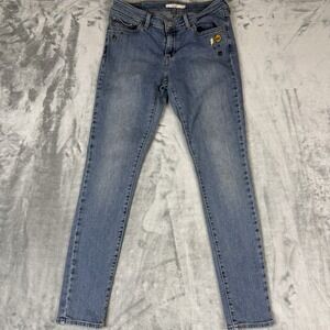 Levi's 711 mid-rise skinny jeans medium wash unique emoji and star studs 30x30